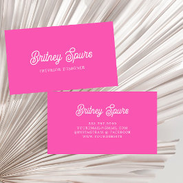 Modern Personlig Monogram och Namn Shock rosa Visitkort