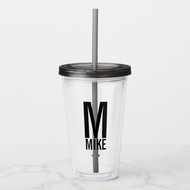 Modern Personlig Monogram och Namn Take Away Mugg (Framsida)