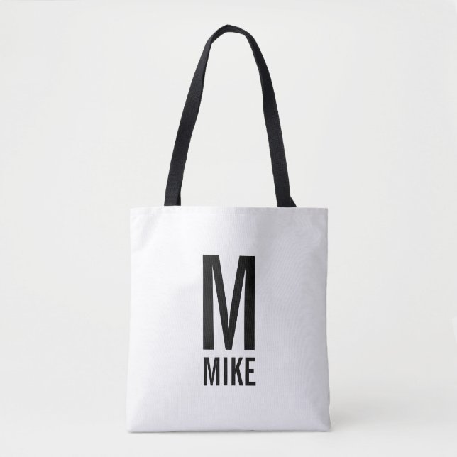 Modern Personlig Monogram och Namn Tygkasse (Framsida)