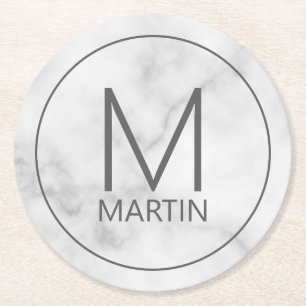 Modern Personlig Monogram och Namn Underlägg Papper Rund