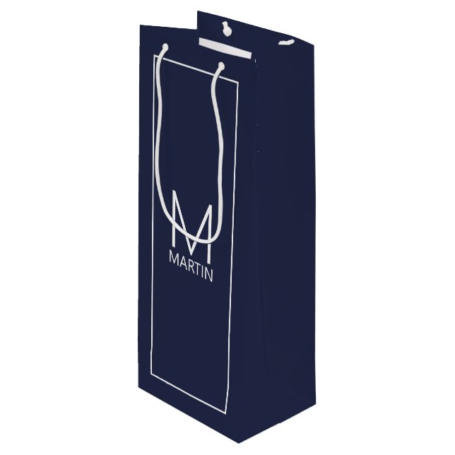 Modern Personlig Monogram och Namn Vin Gift Ba (Framsidan Vinklad)