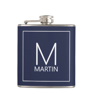 Modern personlig monogram och namnflaska fickplunta