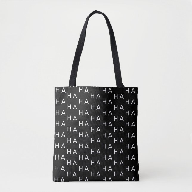 Modern personlig monogram på svart och vitt tygkasse (Framsida)