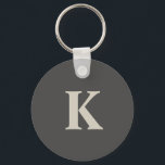 Modern personlig Monogrammed Nyckelring<br><div class="desc">Den här söta nyckelkedjan som innehåller din inledande information på båda sidor av nyckelkedjan med snyggt grått färg. Anpassningsbar nu för att lägga till ditt första monogram.</div>