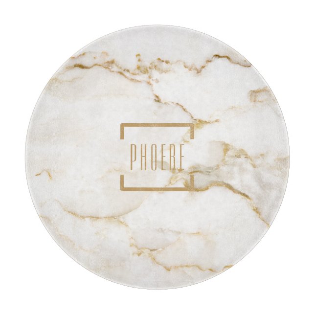 Modern Personlig Namn Guld Effect Marble (Framsidan)