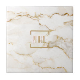 Modern Personlig Namn Guld Effect Marble Kakelplatta