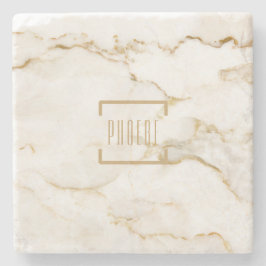 Modern Personlig Namn Guld Effect Marble Stenunderlägg