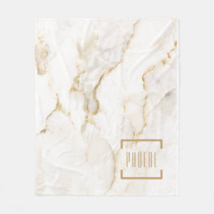 Modern personlig namn guld effekt marmor fleecefilt