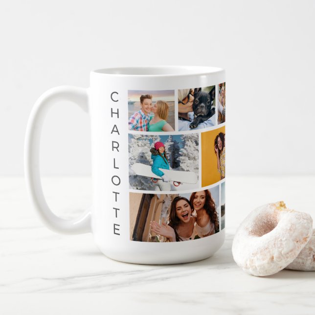 Modern Personlig Namn i flera fotosamlingar Kaffemugg (Med munk)