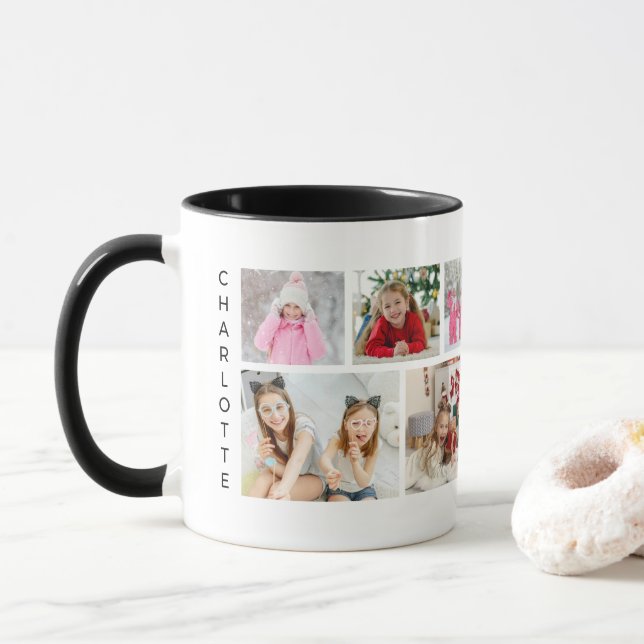 Modern Personlig Namn i flera fotosamlingar Mugg (Med munk)