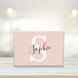Modern Personlig Namn Monogram Pastel Rosa