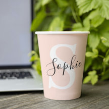 Modern Personlig Namn Monogram Pastel Rosa