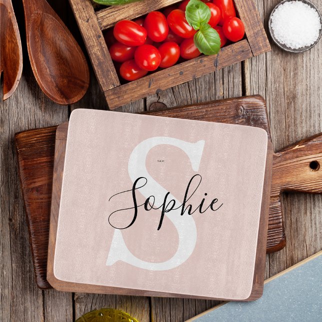 Modern Personlig Namn Monogram Pastel Rosa (Skapare uppladdad)