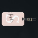 Modern Personlig Namn Monogram Pastel Rosa Bagagebricka<br><div class="desc">Modern Personlig Namn Monogram Pastel Rosa</div>