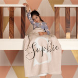 Modern Personlig Namn Monogram Pastel Rosa Bebisfilt<br><div class="desc">Modern Personlig Namn Monogram Pastel Rosa</div>