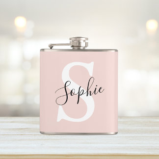 Modern Personlig Namn Monogram Pastel Rosa Fickplunta