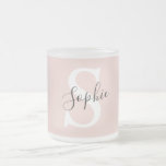 Modern Personlig Namn Monogram Pastel Rosa Frostad Glasmugg<br><div class="desc">Modern Personlig Namn Monogram Pastel Rosa</div>