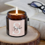 Modern Personlig Namn Monogram Pastel Rosa Fyrkantigt Klistermärke<br><div class="desc">Modern Personlig Namn Monogram Pastel Rosa</div>