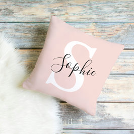 Modern Personlig Namn Monogram Pastel Rosa Kudde