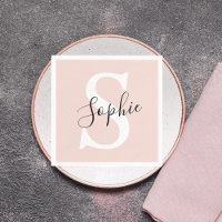 Modern Personlig Namn Monogram Pastel Rosa