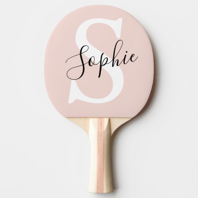 Modern Personlig Namn Monogram Pastel Rosa Pingisracket (Framsidan)