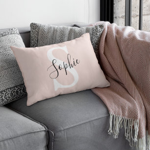 Modern Personlig Namn Monogram Pastel Rosa Prydnadskudde