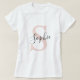 Modern Personlig Namn Monogram Pastel Rosa T Shirt (Design framsida)
