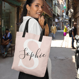 Modern Personlig Namn Monogram Pastel Rosa Tygkasse