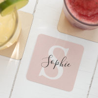 Modern Personlig Namn Monogram Pastel Rosa
