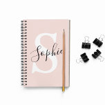 Modern Personlig Namn Monogram Pastellkrita Rosa Anteckningsbok<br><div class="desc">Modern Personlig Namn Monogram Pastellkrita Rosa</div>