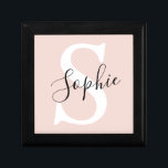 Modern Personlig Namn Monogram Pastellkrita Rosa Minnesask<br><div class="desc">Modern Personlig Namn Monogram Pastellkrita Rosa</div>