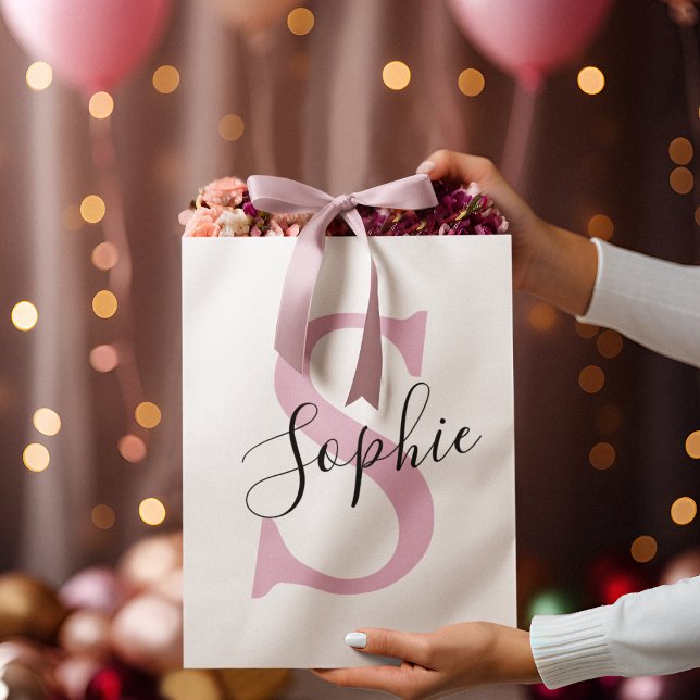 Modern Personlig Namn Monogram Rosa (Skapare uppladdad)