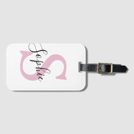 Modern Personlig Namn Monogram Rosa Bagagebricka