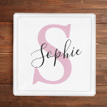 Modern Personlig Namn Monogram Rosa Bricka<br><div class="desc">Modern Personlig Namn Monogram Rosa</div>