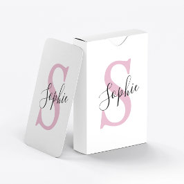 Modern Personlig Namn Monogram Rosa Casinokort