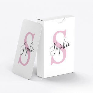 Modern Personlig Namn Monogram Rosa Casinokort