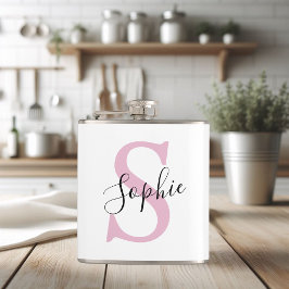 Modern Personlig Namn Monogram Rosa Fickplunta