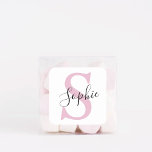 Modern Personlig Namn Monogram Rosa Fyrkantigt Klistermärke<br><div class="desc">Modern Personlig Namn Monogram Rosa</div>