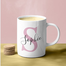 Modern Personlig Namn Monogram Rosa Kaffemugg