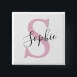 Modern Personlig Namn Monogram Rosa Knapp<br><div class="desc">Modern Personlig Namn Monogram Rosa</div>