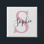 Modern Personlig Namn Monogram Rosa Knapp<br><div class="desc">Modern Personlig Namn Monogram Rosa</div>