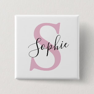 Modern Personlig Namn Monogram Rosa Knapp
