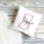 Modern Personlig Namn Monogram Rosa Kudde<br><div class="desc">Modern Personlig Namn Monogram Rosa</div>