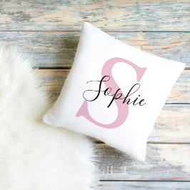 Modern Personlig Namn Monogram Rosa Kudde