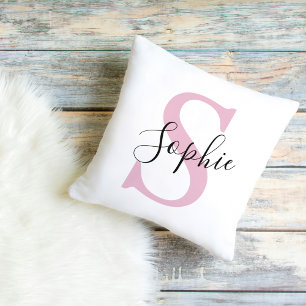 Modern Personlig Namn Monogram Rosa Kudde