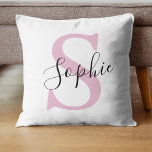Modern Personlig Namn Monogram Rosa Kudde<br><div class="desc">Modern Personlig Namn Monogram Rosa</div>