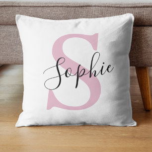 Modern Personlig Namn Monogram Rosa Kudde