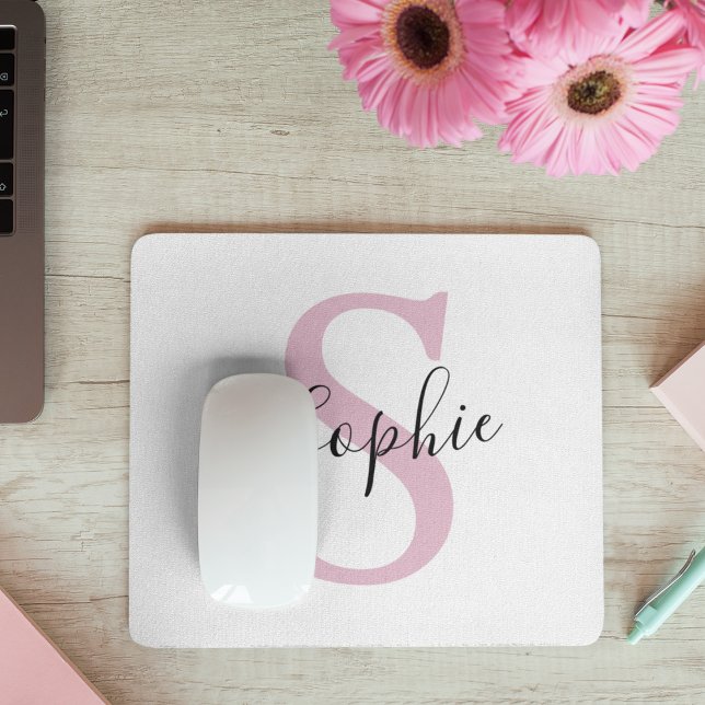 Modern Personlig Namn Monogram Rosa Musmatta (Skapare uppladdad)