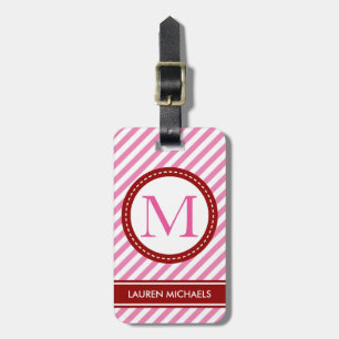 Modern personlig namn monogram strimlad blå bagagebricka