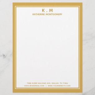 Modern Personlig Namn Ochre White Minimalistic Brevhuvud